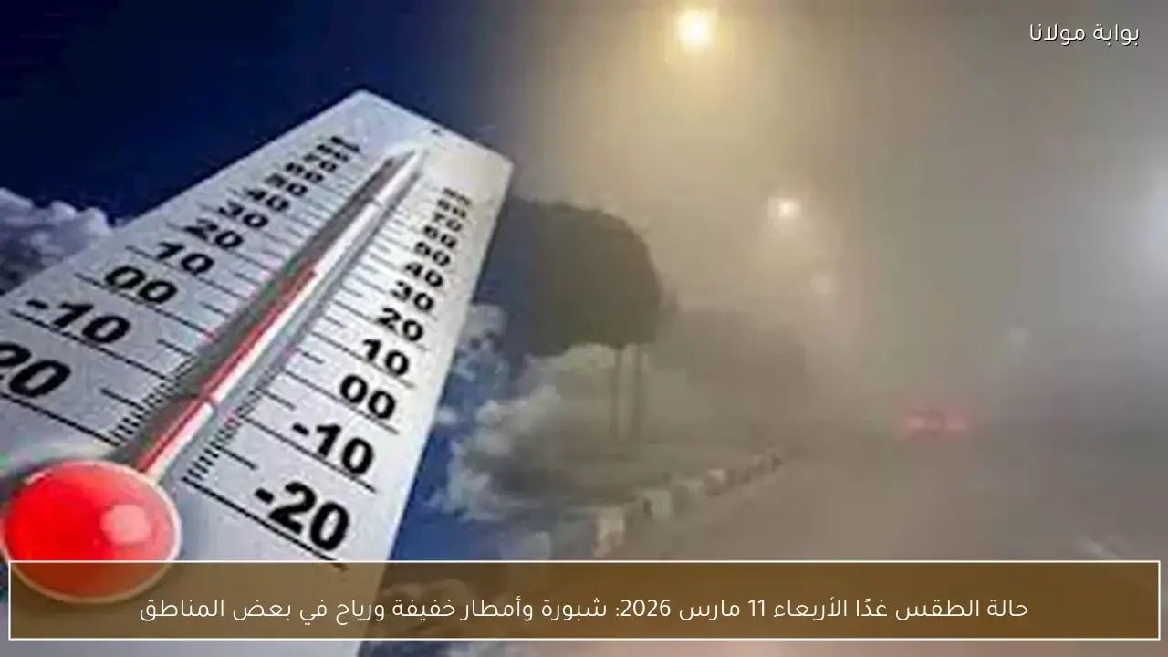 شبورة وأمطار خفيفة ورياح متوقعة في طقس يوم الأربعاء 11 مارس 2026